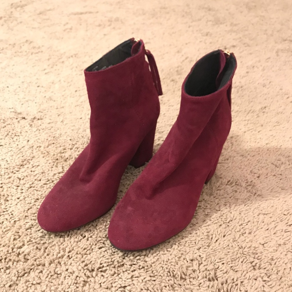 Burgundy Suede Booties